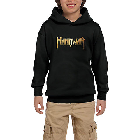 Manowar Gold Siyah Çocuk Kapşonlu Sweatshirt