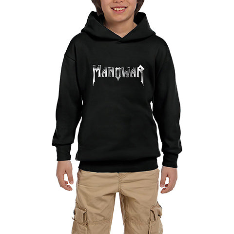 Manowar Graphic Siyah Çocuk Kapşonlu Sweatshirt