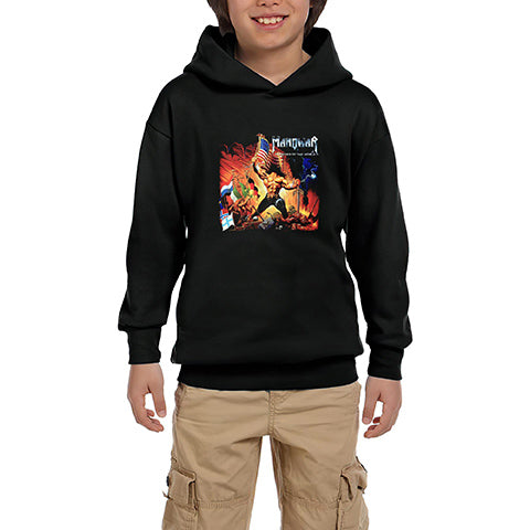 Manowar Warriors of the World Siyah Çocuk Kapşonlu Sweatshirt