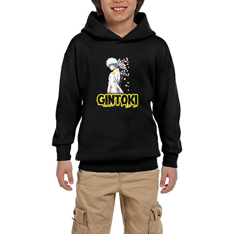 Gintama Sakata Gintoki Siyah Çocuk Kapşonlu Sweatshirt