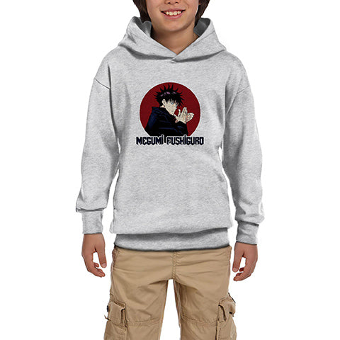 Jujutsu Kaisen Megumi Fushiguro Gri Çocuk Kapşonlu Sweatshirt