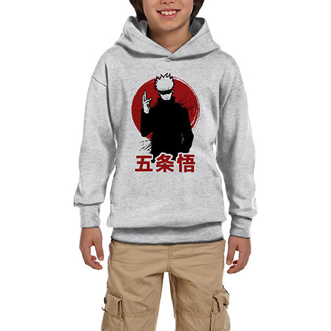 Jujutsu Kaisen Megumi Fushiguro Cartoon Gri Çocuk Kapşonlu Sweatshirt