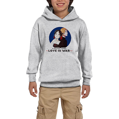 Kaguya Sama Miyuki and Kaguya Gri Çocuk Kapşonlu Sweatshirt