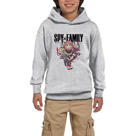 Spy x Family Fiona Anya and Yor Gri Çocuk Kapşonlu Sweatshirt