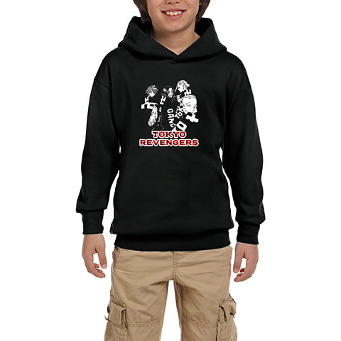 Tokyo Revengers Characters Siyah Çocuk Kapşonlu Sweatshirt