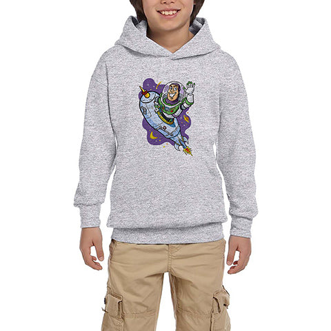 Buzz Lightyear Cartoon Gri Çocuk Kapşonlu Sweatshirt