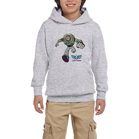 Buzz Lightyear Running Gri Çocuk Kapşonlu Sweatshirt