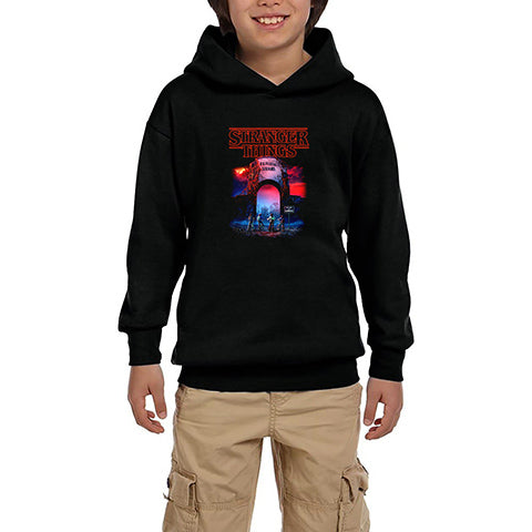 Stranger Things Universal Siyah Çocuk Kapşonlu Sweatshirt