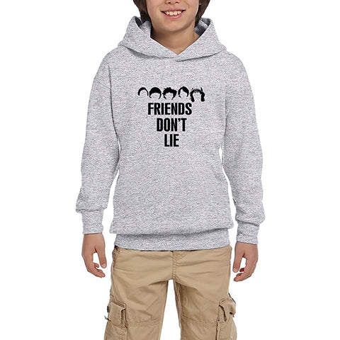 Stranger Things Friend Dont Lie Gri Çocuk Kapşonlu Sweatshirt