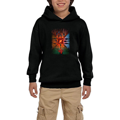 Stranger Things 4 Siyah Çocuk Kapşonlu Sweatshirt