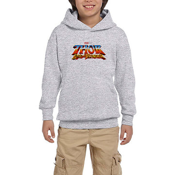Thor Love And Thunder Logo Gri Çocuk Kapşonlu Sweatshirt