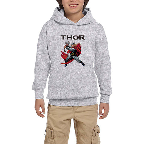 Thor Character Animation Gri Çocuk Kapşonlu Sweatshirt