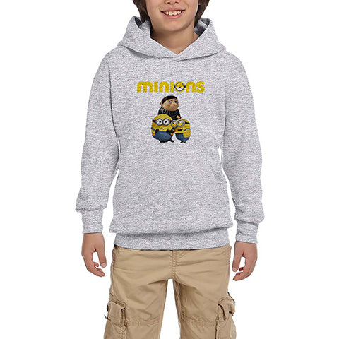 Minions Team Gri Çocuk Kapşonlu Sweatshirt