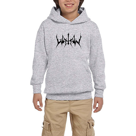 Watain Logo Gri Çocuk Kapşonlu Sweatshirt