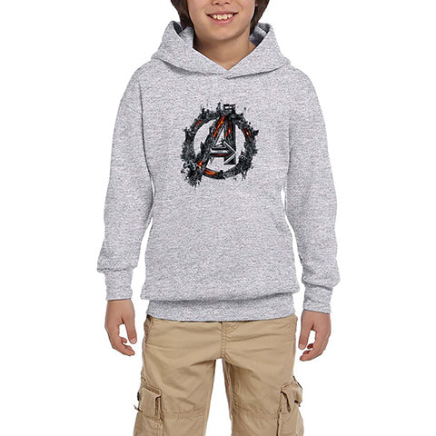 Avengers Logo 2 Gri Çocuk Kapşonlu Sweatshirt