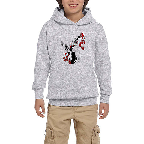 Harley Quinn Bang Gri Çocuk Kapşonlu Sweatshirt