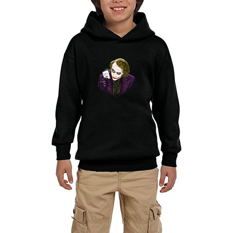 Joker Poker Card Siyah Çocuk Kapşonlu Sweatshirt