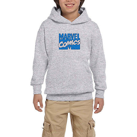 Marvel Comics Blue Logo Gri Çocuk Kapşonlu Sweatshirt