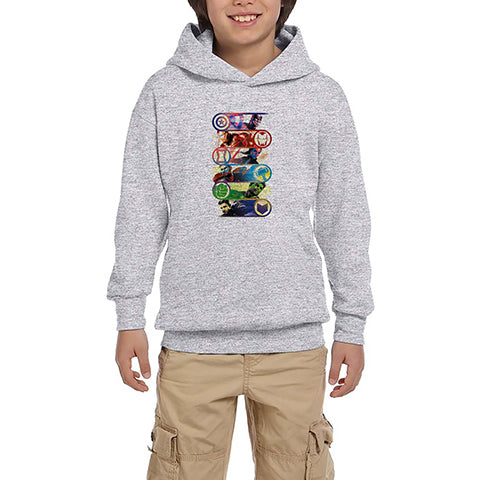 Marvel Heroes Gri Çocuk Kapşonlu Sweatshirt