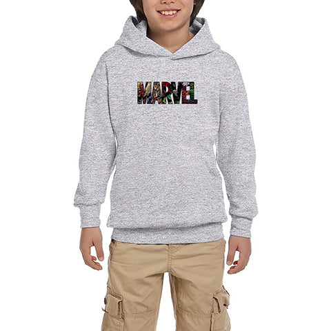 Marvel Heroes in Post 2 Gri Çocuk Kapşonlu Sweatshirt