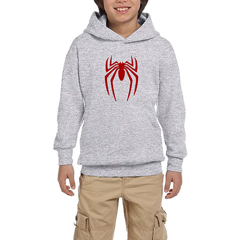 Spiderman Logo Gri Çocuk Kapşonlu Sweatshirt