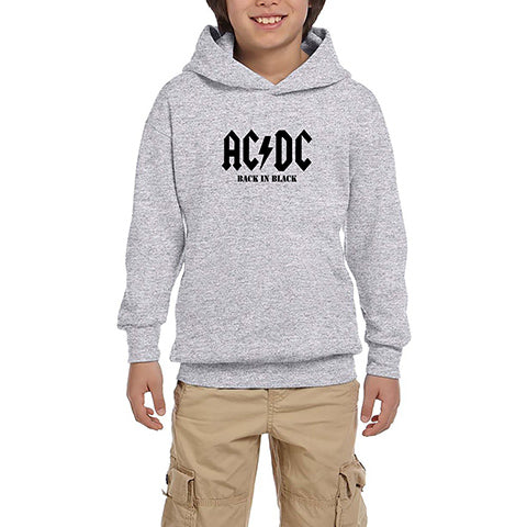 Ac Dc Back in Black Gri Çocuk Kapşonlu Sweatshirt