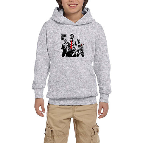Green Day Group and Bomb Gri Çocuk Kapşonlu Sweatshirt