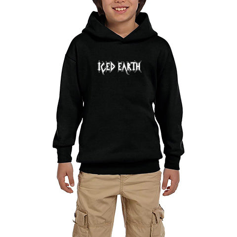 Iced Earth Logo Siyah Çocuk Kapşonlu Sweatshirt