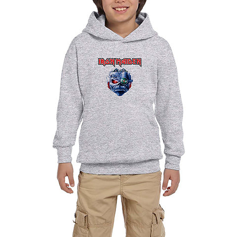 Iron Maiden Bionic Gri Çocuk Kapşonlu Sweatshirt