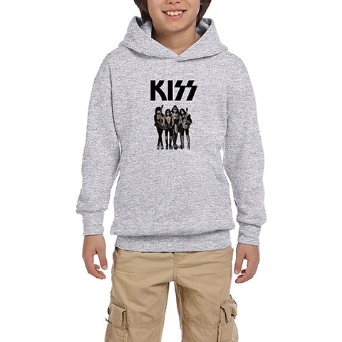 Kiss Anime Gri Çocuk Kapşonlu Sweatshirt