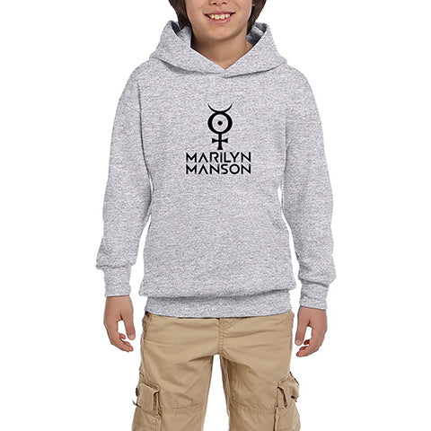 Marilyn Manson Logo 2 Gri Çocuk Kapşonlu Sweatshirt