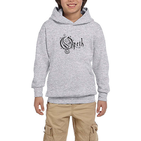 Opeth Logo Classic 2 Gri Çocuk Kapşonlu Sweatshirt