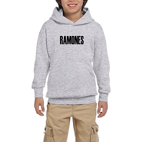 Ramones Text Gri Çocuk Kapşonlu Sweatshirt