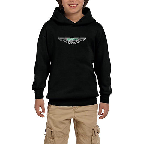 Aston Martin Logo 2 Siyah Çocuk Kapşonlu Sweatshirt