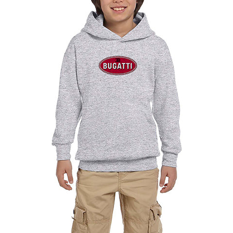 Bugatti 3B Logo Gri Çocuk Kapşonlu Sweatshirt