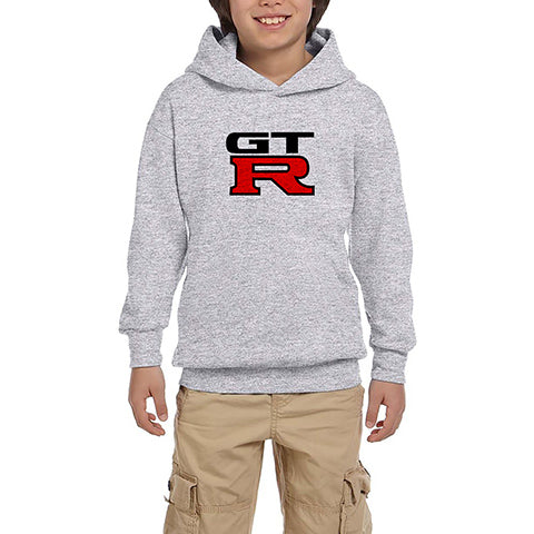 Nissan GTR Logo Gri Çocuk Kapşonlu Sweatshirt