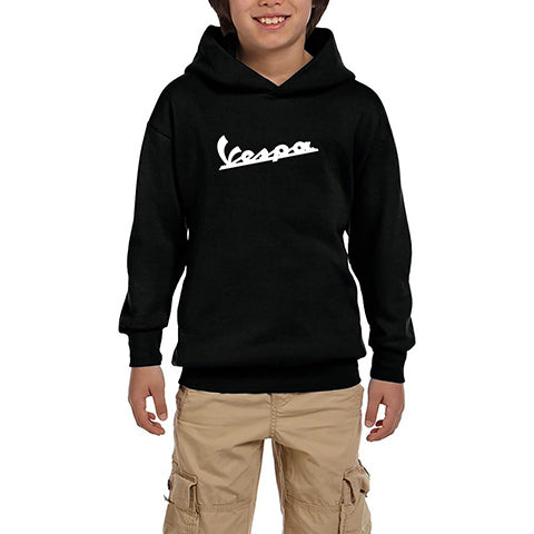 Vespa Logo 3 Siyah Çocuk Kapşonlu Sweatshirt