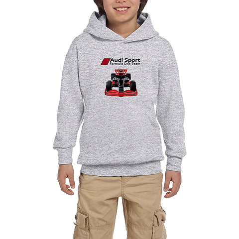 F1 Audi Sport Formula Gri Çocuk Kapşonlu Sweatshirt