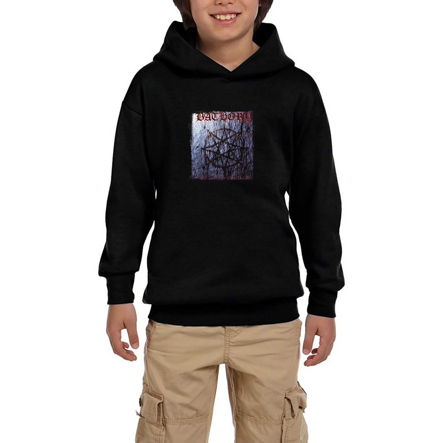 Bathory Octagon Siyah Çocuk Kapşonlu Sweatshirt