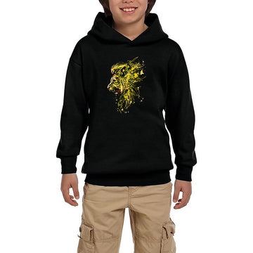 Gold Lion Splash Siyah Çocuk Kapşonlu Sweatshirt