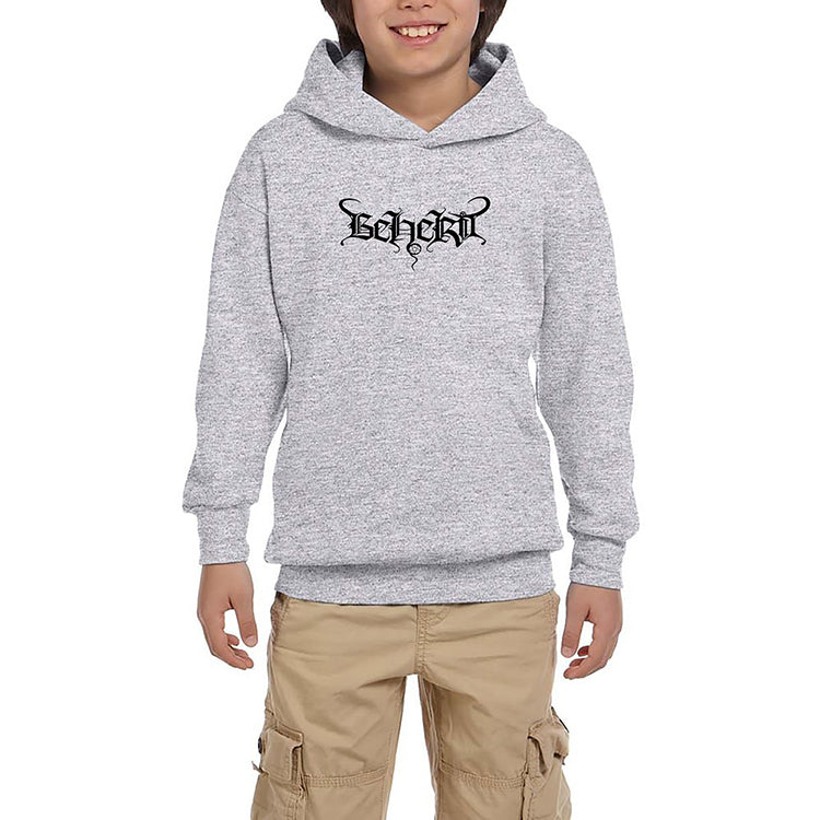 Beherit Logo Gri Çocuk Kapşonlu Sweatshirt