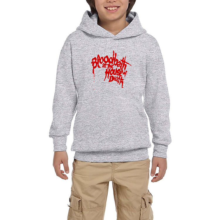 Bloodbath House Death Gri Çocuk Kapşonlu Sweatshirt