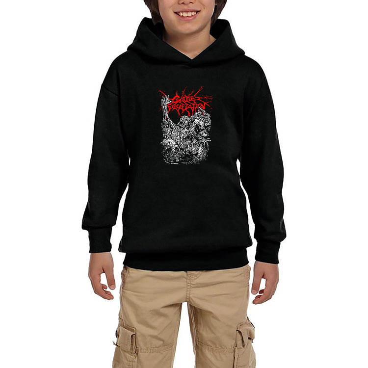 Cattle Decapitation Design Classic Siyah Çocuk Kapşonlu Sweatshirt