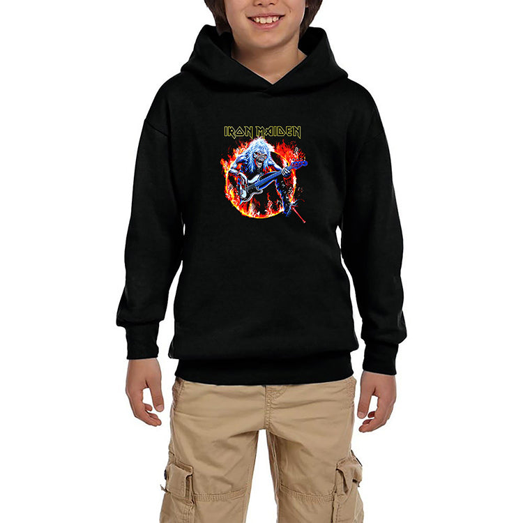 Iron Maiden Fire Siyah Çocuk Kapşonlu Sweatshirt