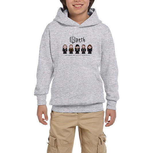 Opeth Group Animation Gri Çocuk Kapşonlu Sweatshirt