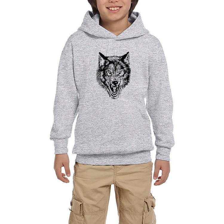 White Wolf Gri Çocuk Kapşonlu Sweatshirt