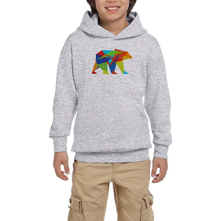 Bear Color Mozaik Gri Çocuk Kapşonlu Sweatshirt
