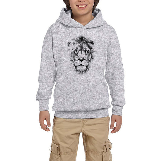 Lion Face Gri Çocuk Kapşonlu Sweatshirt