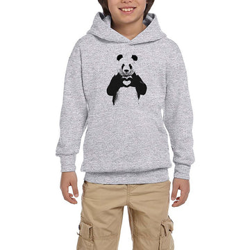 Panda Love Gri Çocuk Kapşonlu Sweatshirt
