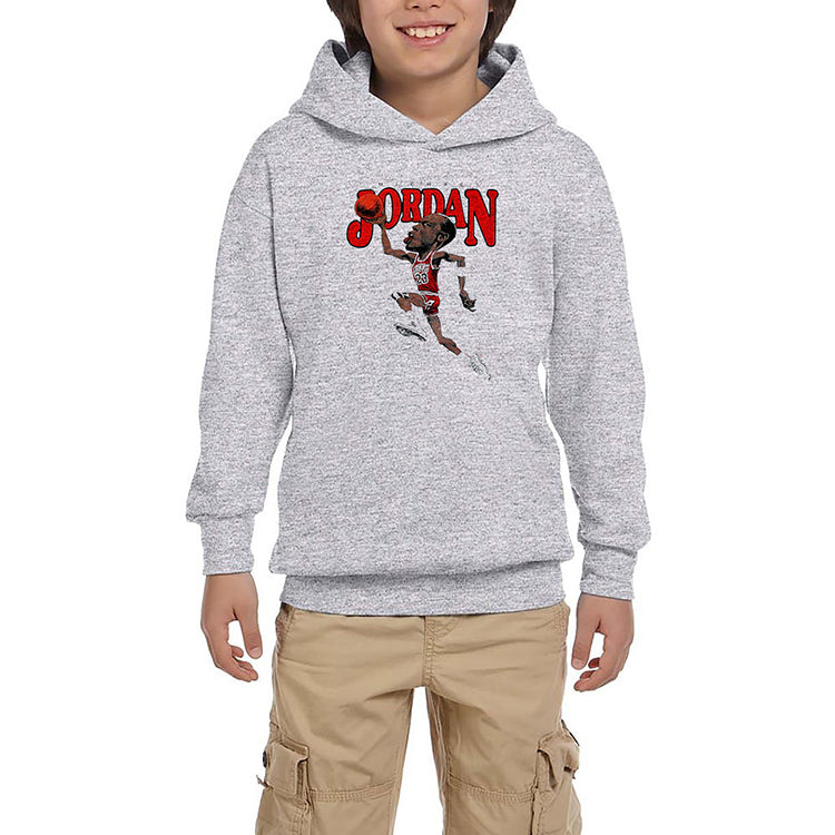 Michael Jordan Caricature Gri Çocuk Kapşonlu Sweatshirt